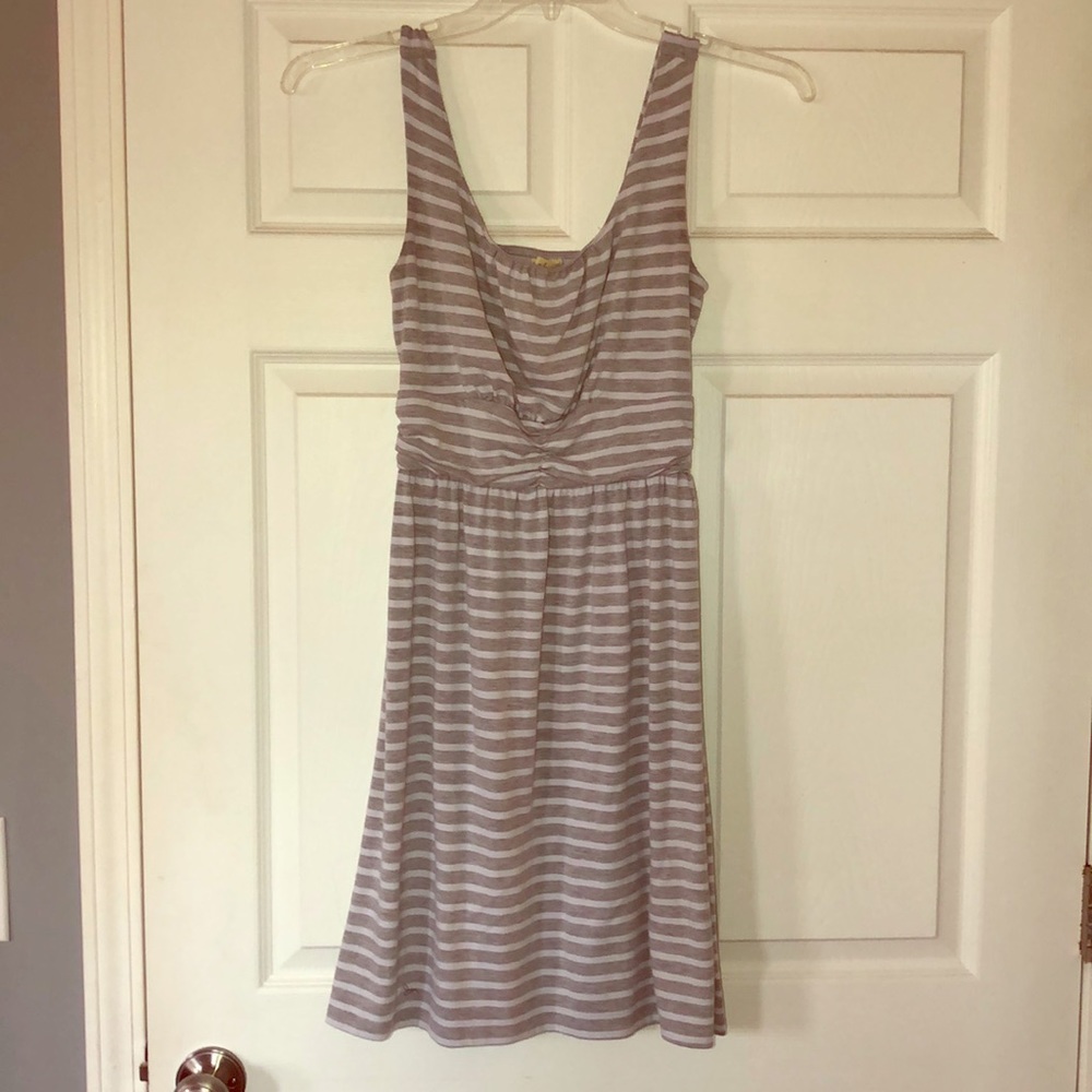 Gray and white striped dress